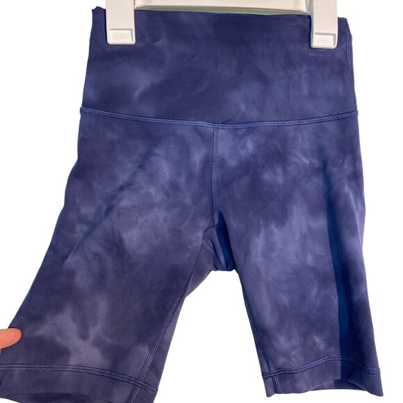 Lululemon Womens High-Rise navy Blue Shorts Size 4 RN106259 stretch tie dye - Picture 4 of 10